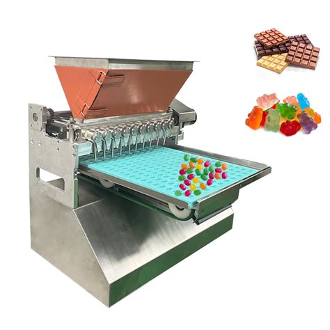 Single row chocolate depositor  The Single row piston depositor for soft fillings offers a capacity of 10 to 18 nozzles and a